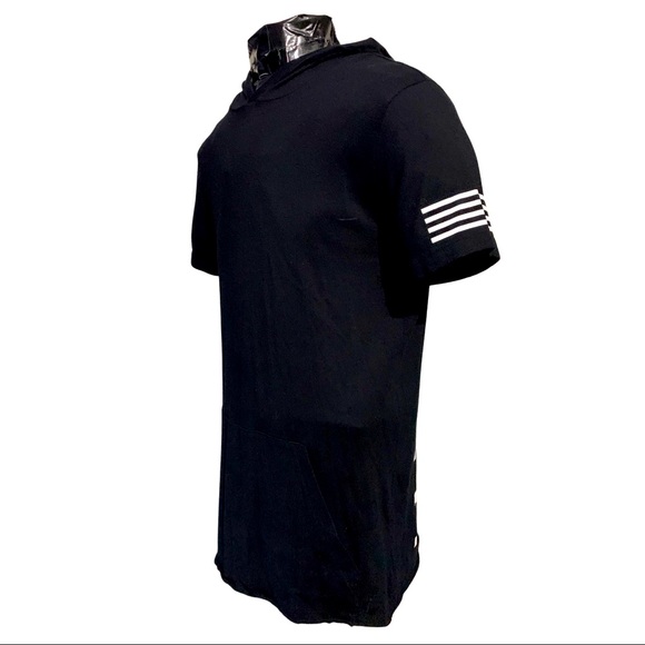 Forever 21 | Men | Black White Stripe Short Sleeve Hoodie Tee | XS - Picture 2 of 8